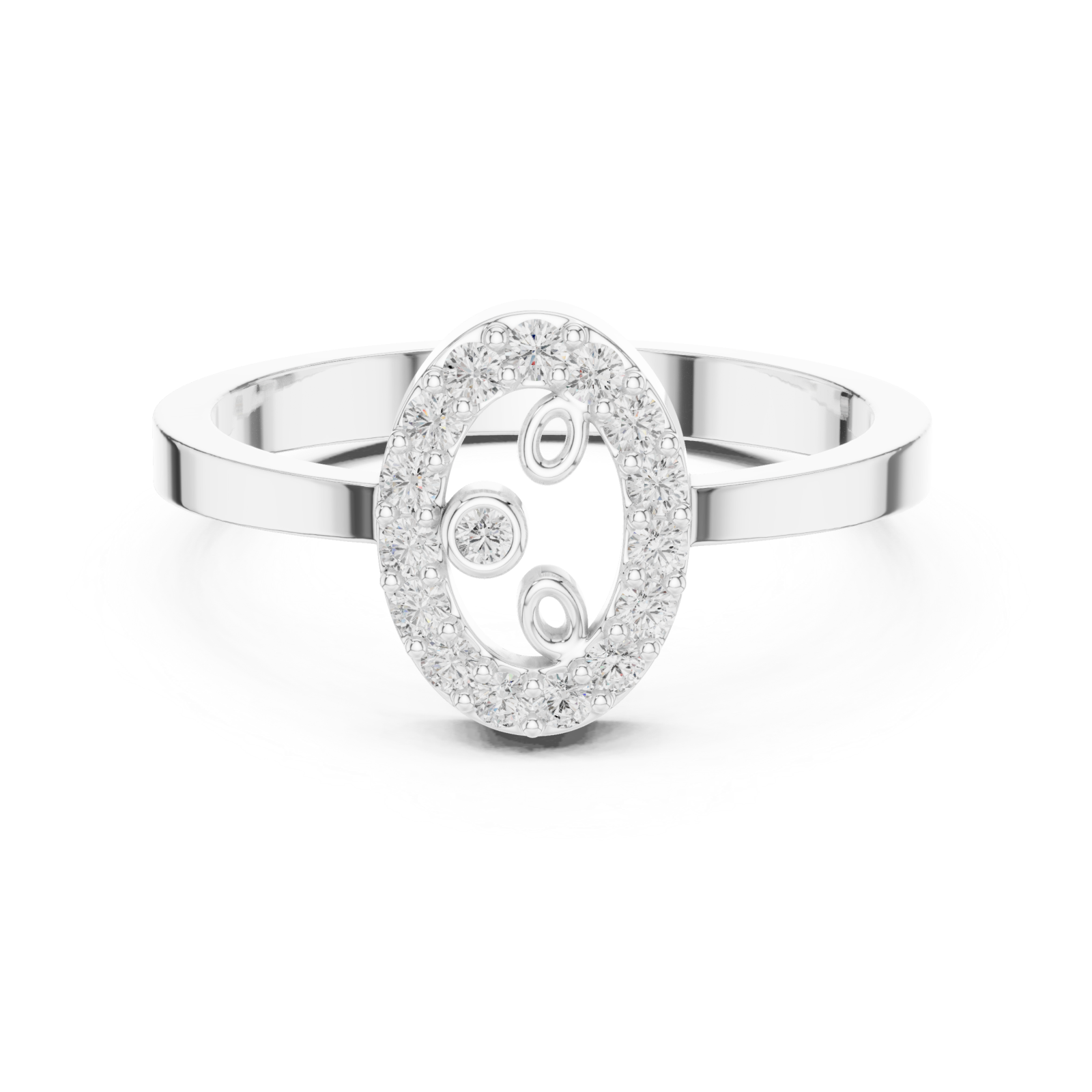  White Gold Luminous Embrace Monogram Ring Front View