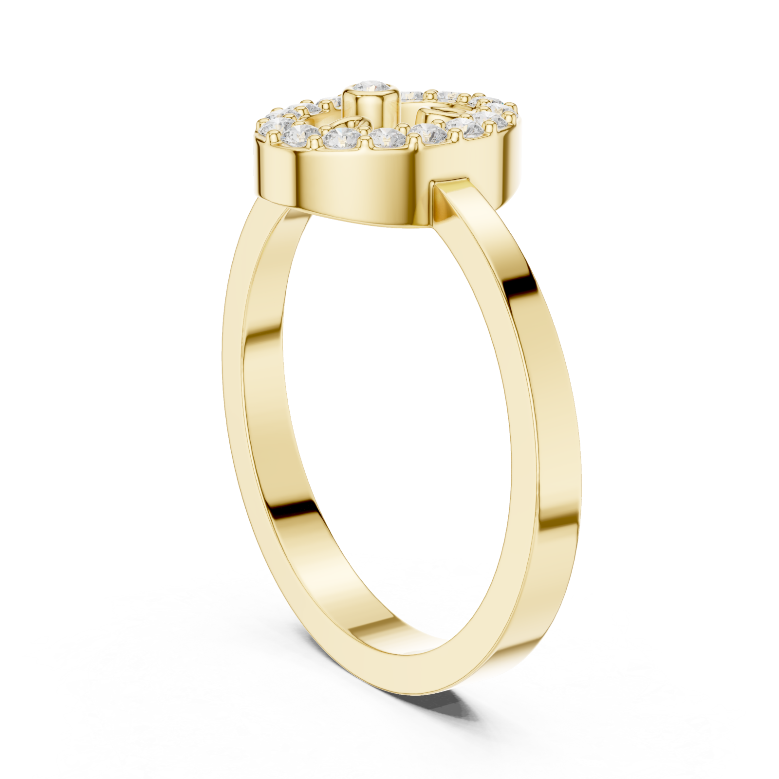  Gold Luminous Embrace Monogram Ring Left View
