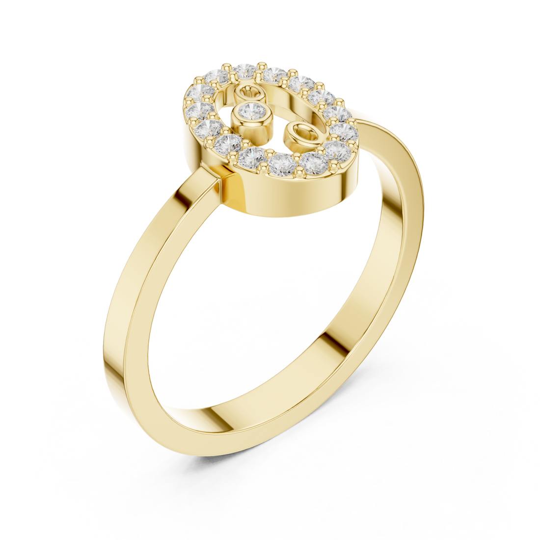 Gold Luminous Embrace Monogram Ring Right View