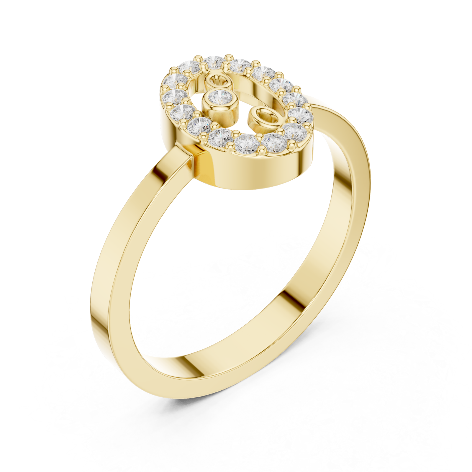 Gold Luminous Embrace Monogram Ring Right View