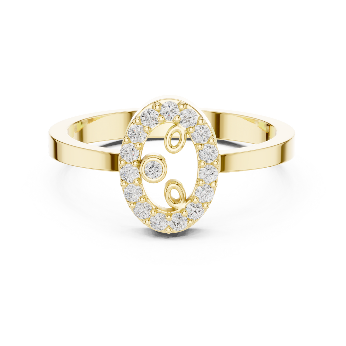 Gold Luminous Embrace Monogram Ring Right View