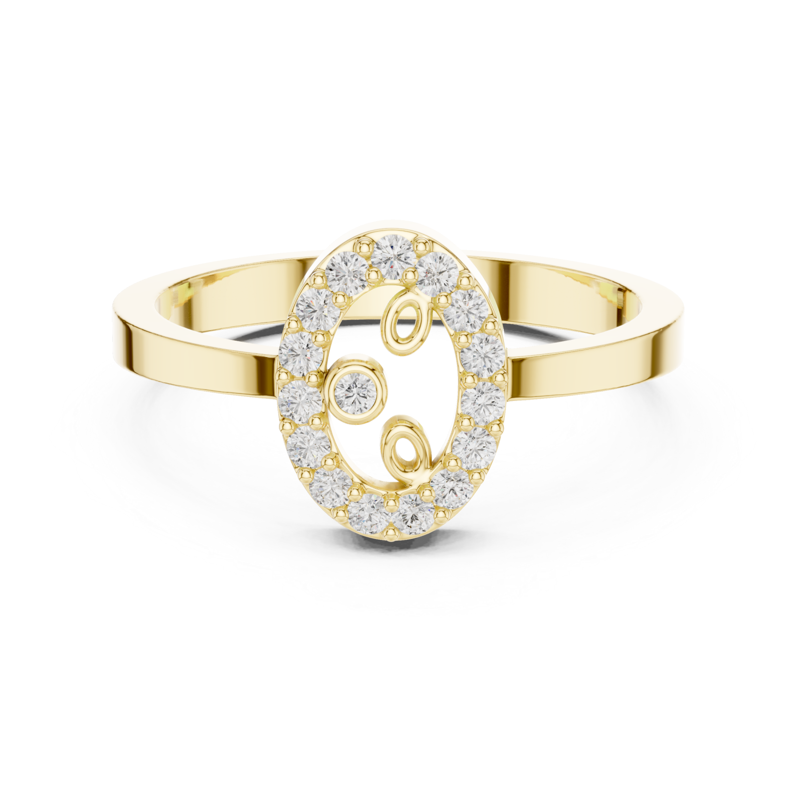  Gold Luminous Embrace Monogram Ring Front View