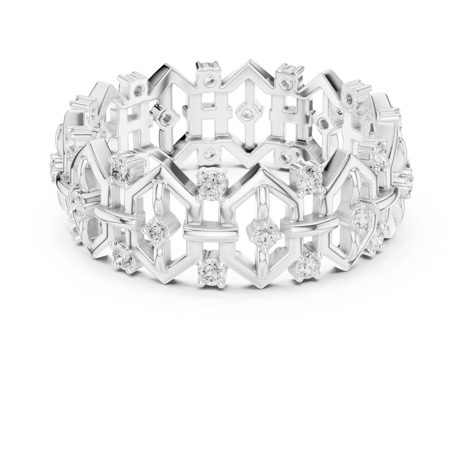  White Gold Azura Link Harmony Band Front View