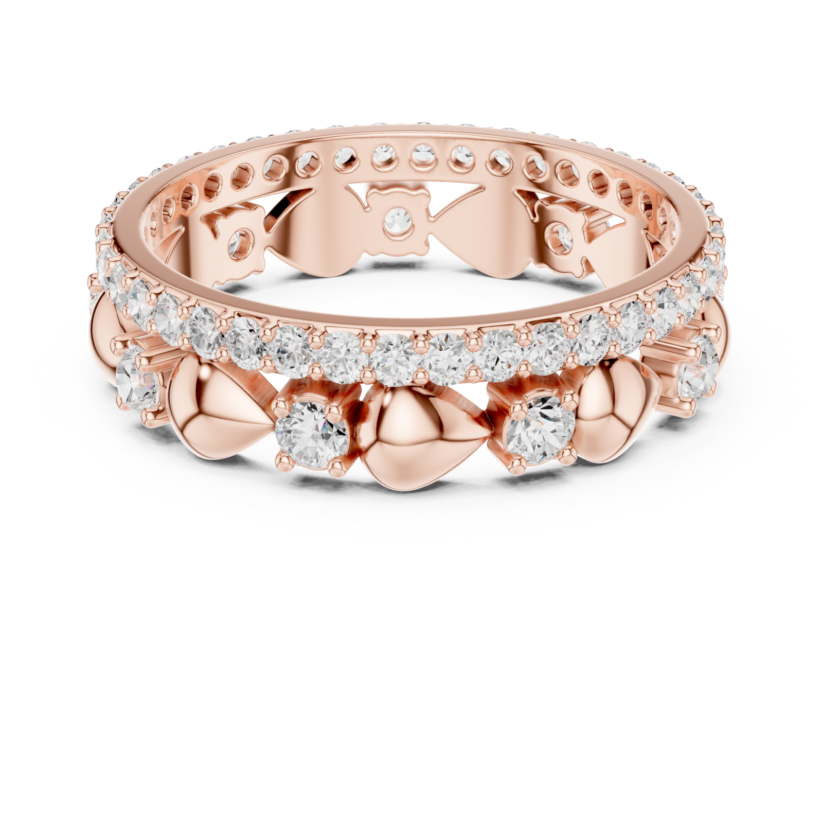  Rose Gold Eternal Blossom Petal Embrace Band Front View