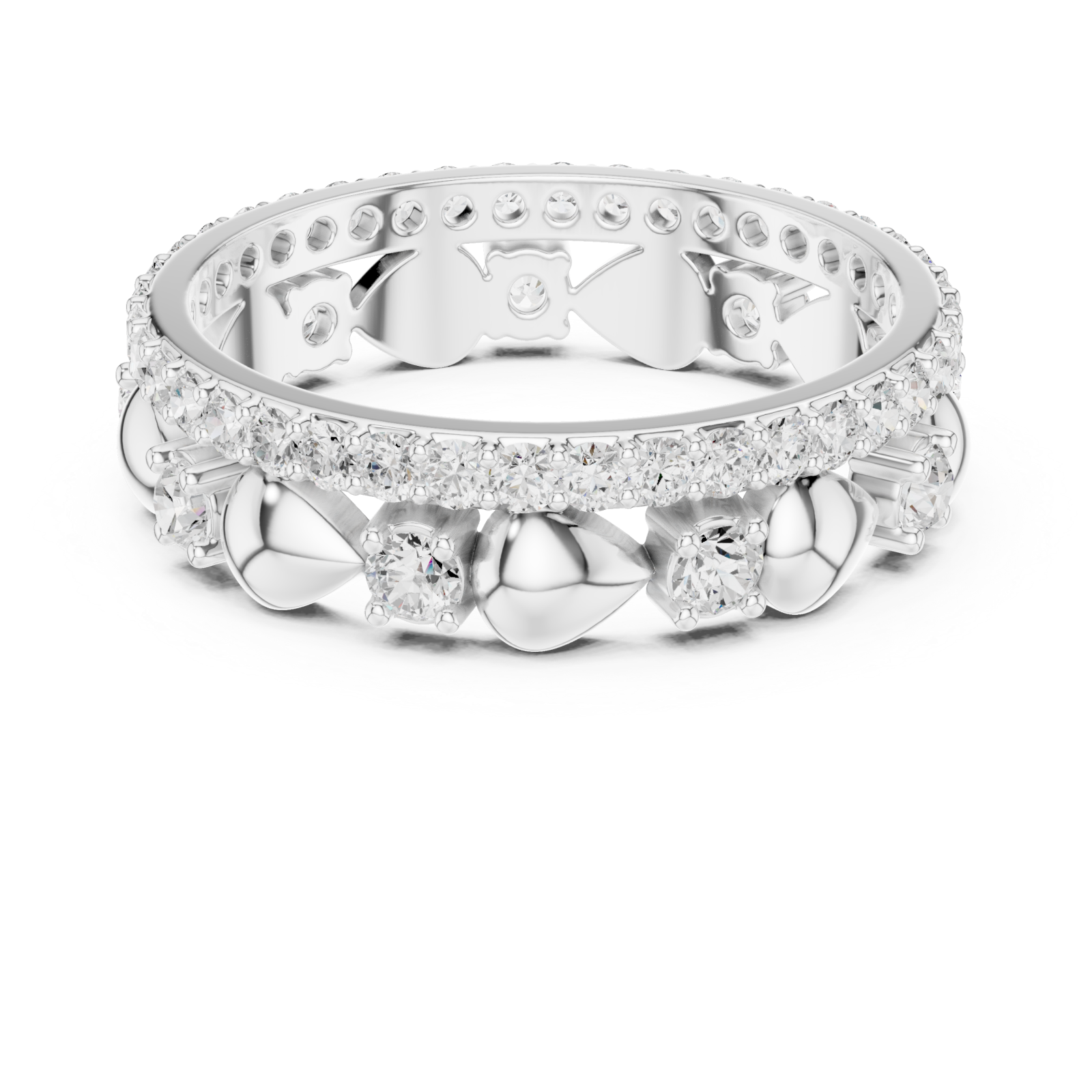  White Gold Eternal Blossom Petal Embrace Band Front View