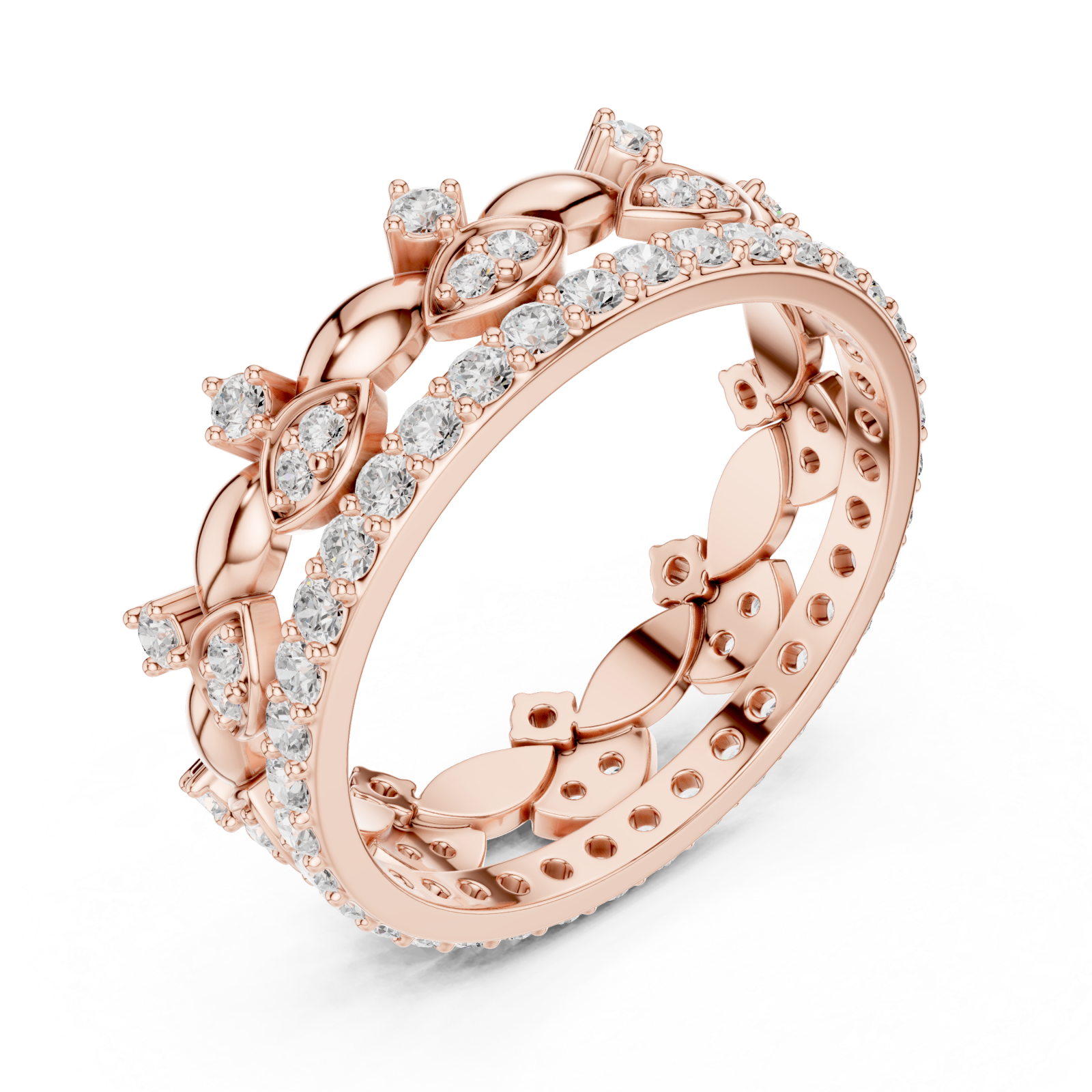  Rose Gold Luminous Leaf Crown Ring Right View