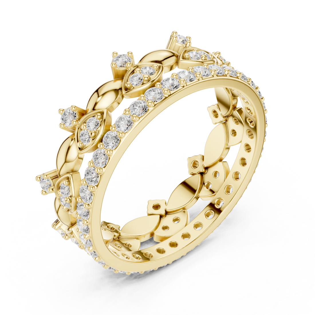 Gold Luminous Leaf Crown Ring Right View
