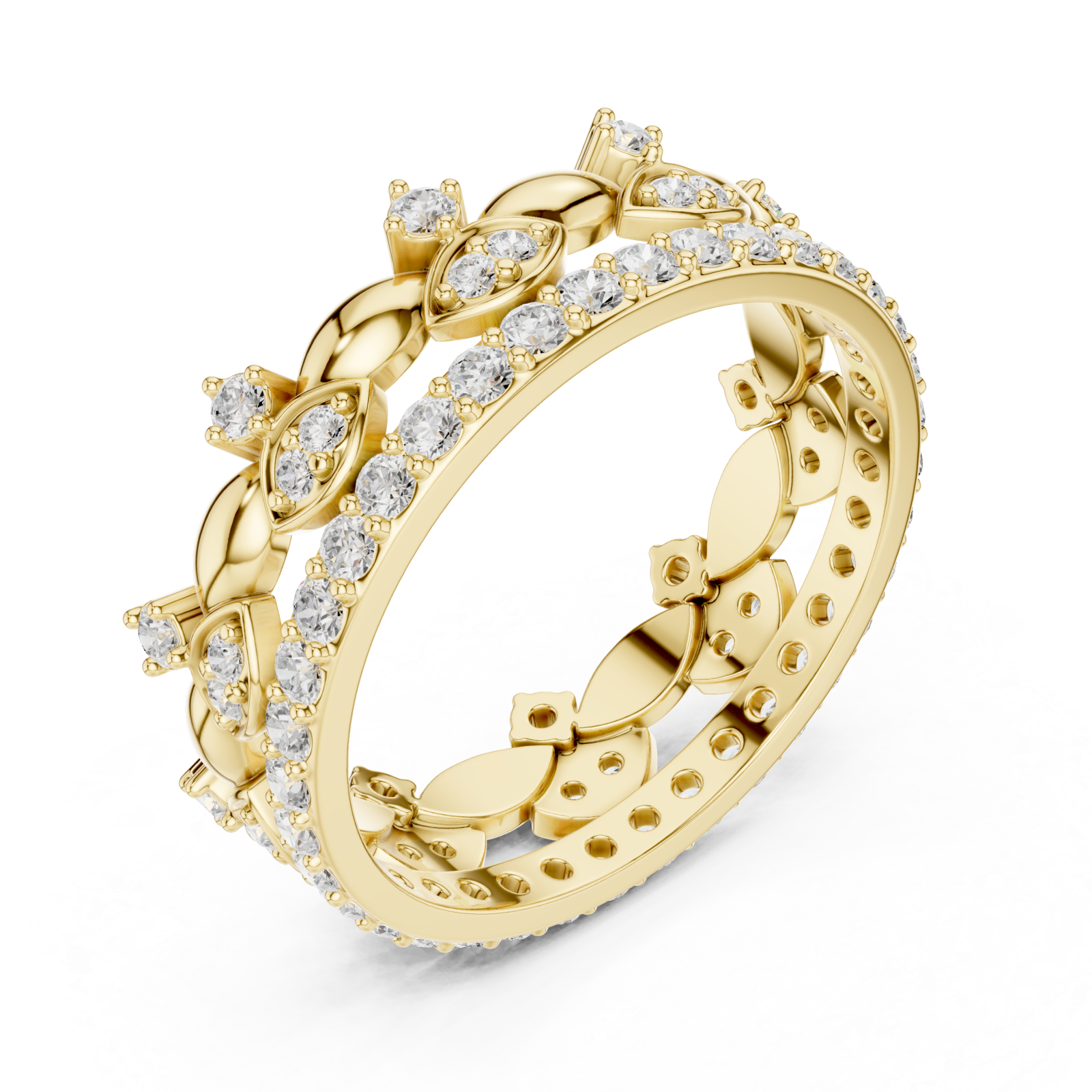 Gold Luminous Leaf Crown Ring Right View