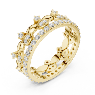 Gold Luminous Leaf Crown Ring Right View