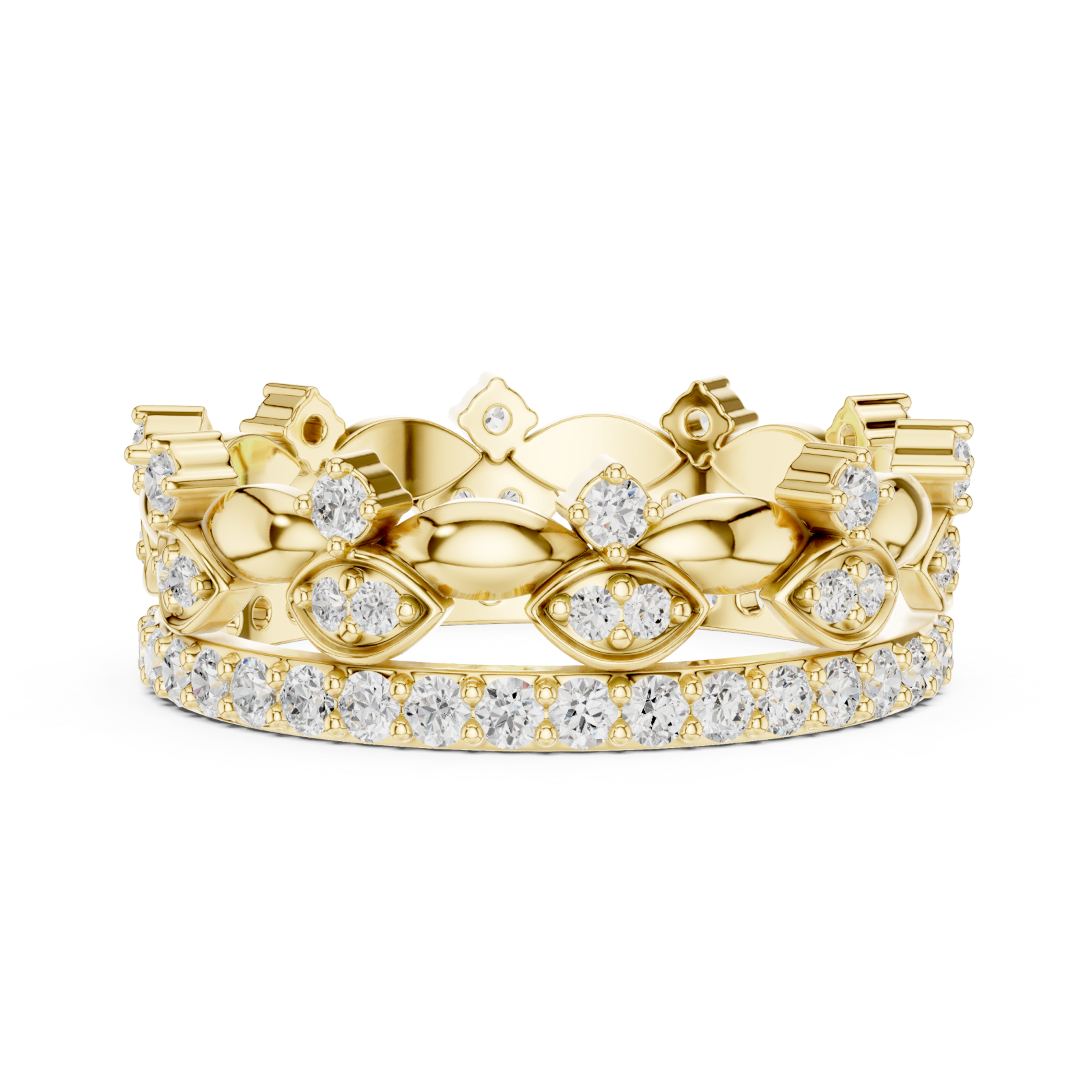  Gold Luminous Leaf Crown Ring Side View
