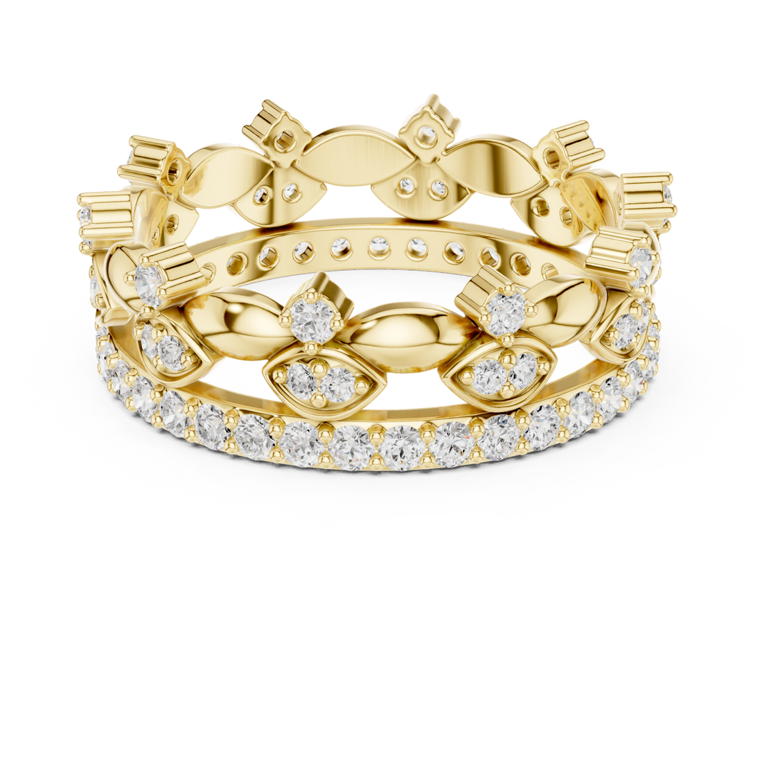 Gold Luminous Leaf Crown Ring Right View