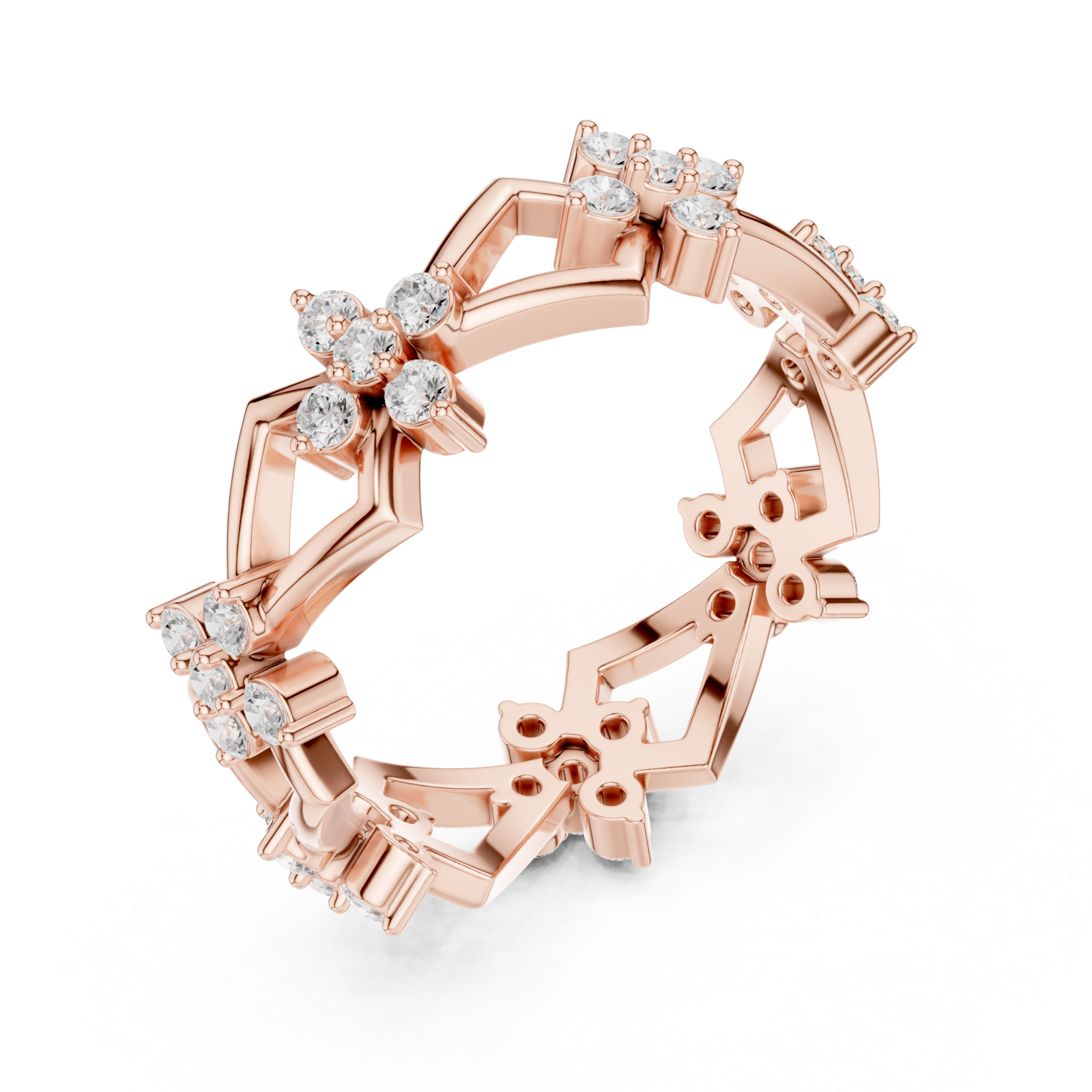  Rose Gold Graceful Prism Flower Mosaic Ring Right View
