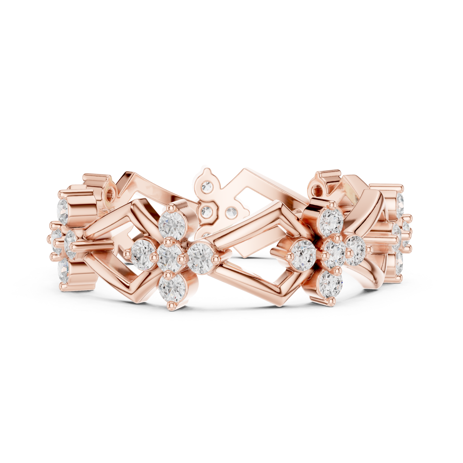  Rose Gold Graceful Prism Flower Mosaic Ring Side View