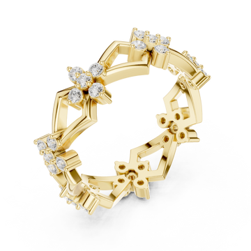 Gold Graceful Prism Flower Mosaic Ring Right View