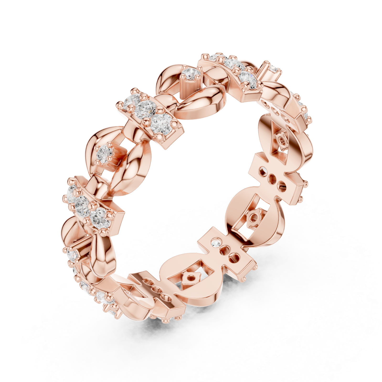  Rose Gold Radiant Heritage Patterned Eternity Band Right View