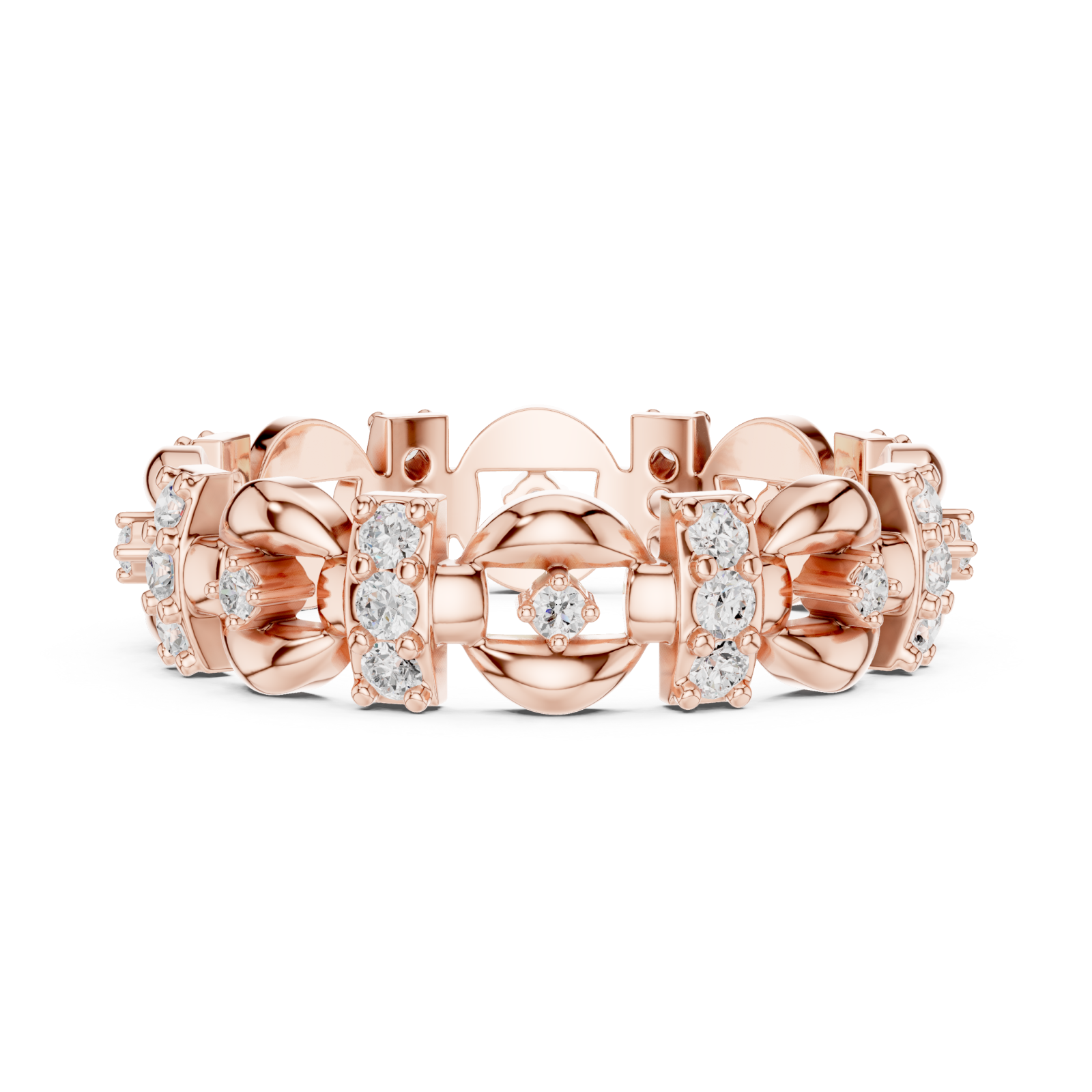  Rose Gold Radiant Heritage Patterned Eternity Band Side View