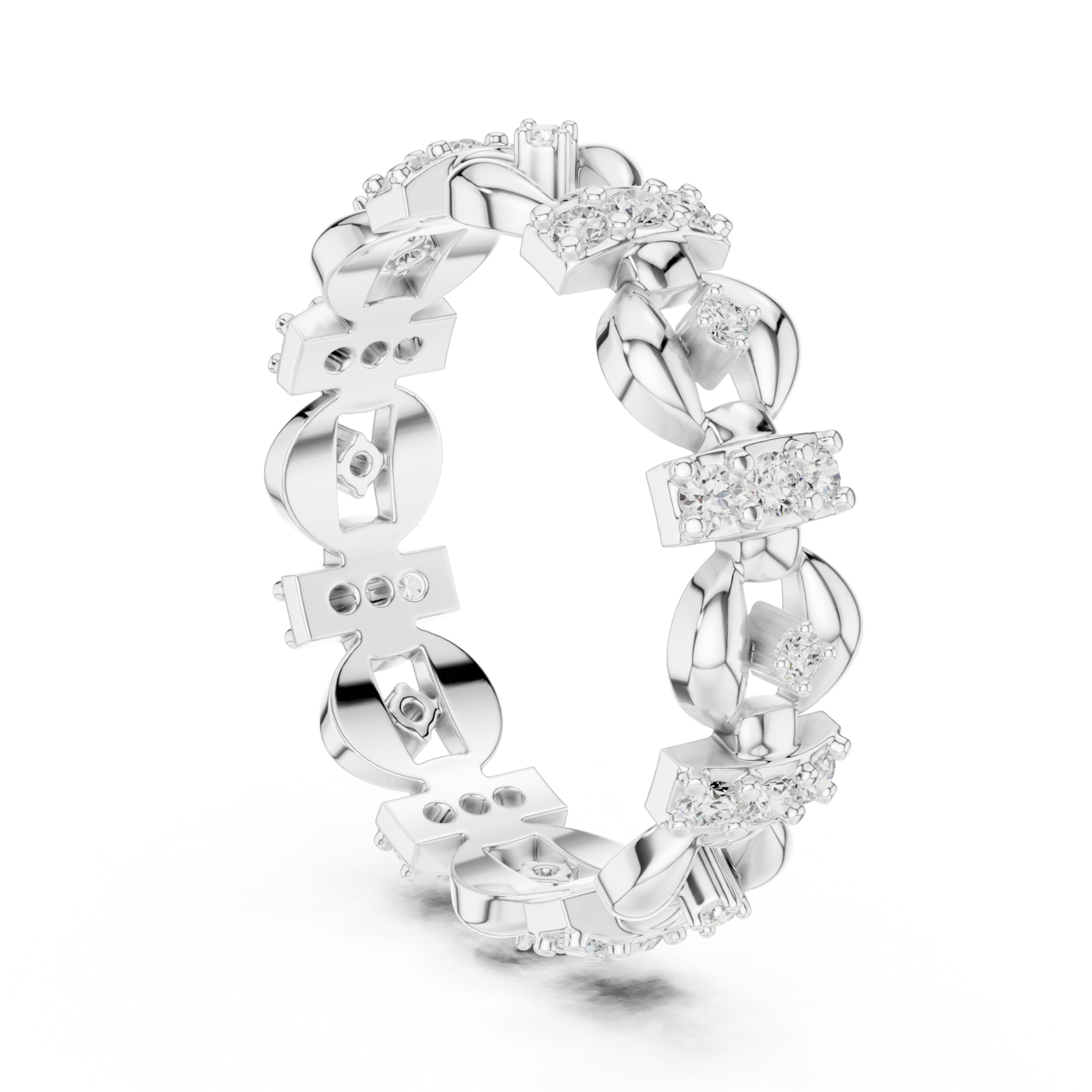  White Gold Radiant Heritage Patterned Eternity Band Left View