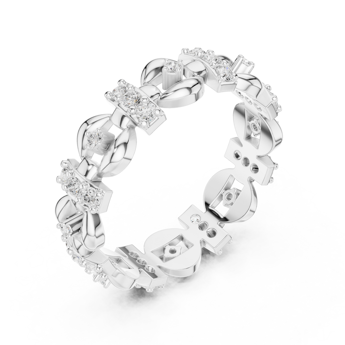  White Gold Radiant Heritage Patterned Eternity Band Right View