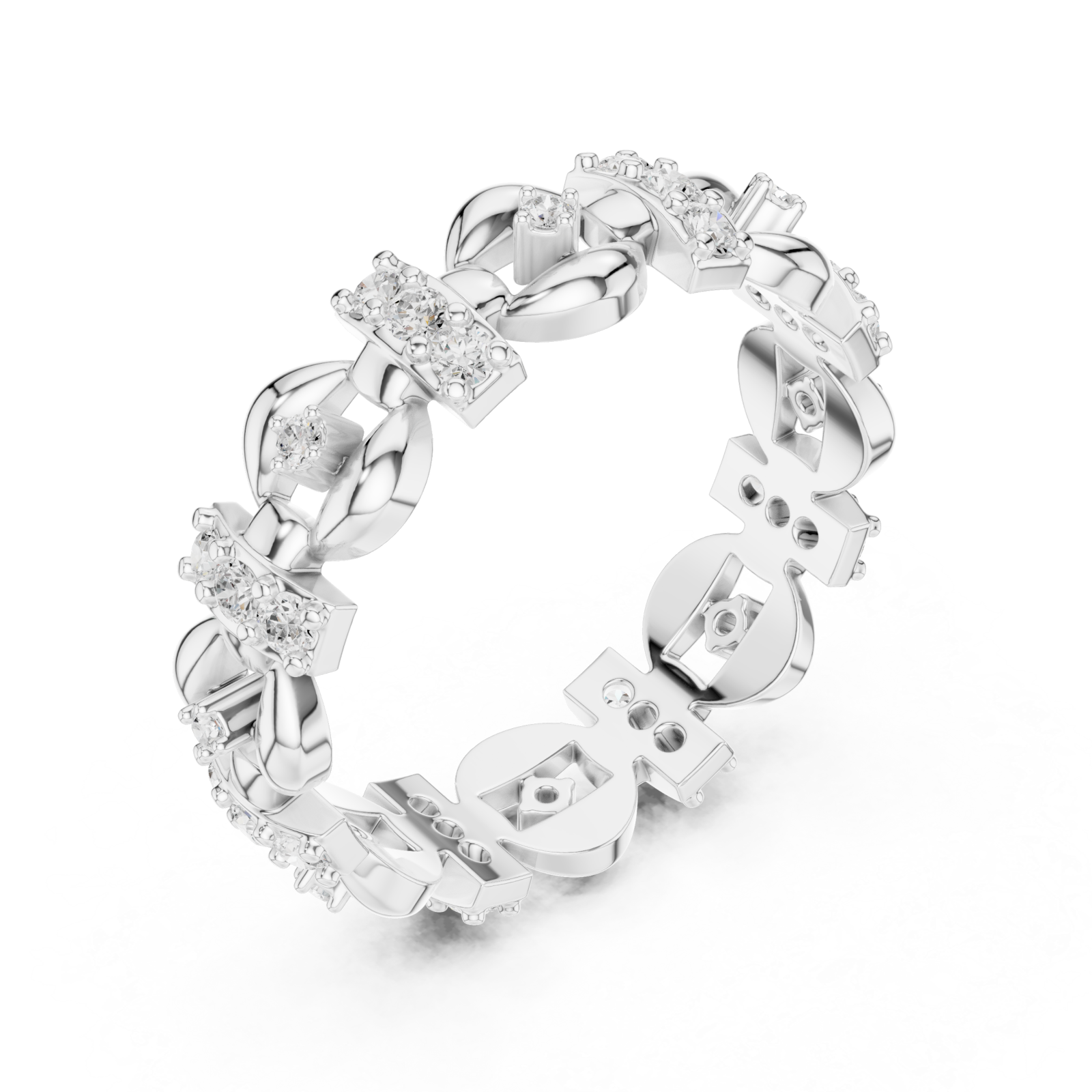  White Gold Radiant Heritage Patterned Eternity Band Right View