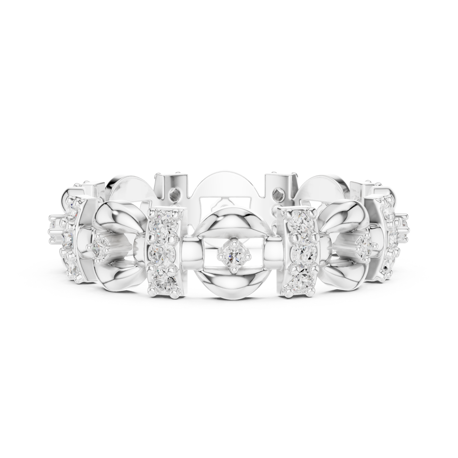  White Gold Radiant Heritage Patterned Eternity Band Side View