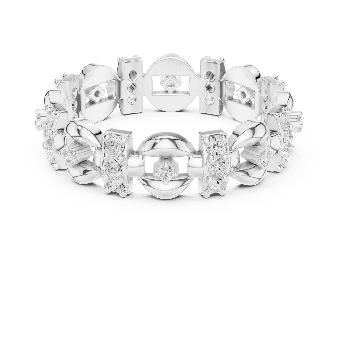  White Gold Radiant Heritage Patterned Eternity Band Right View