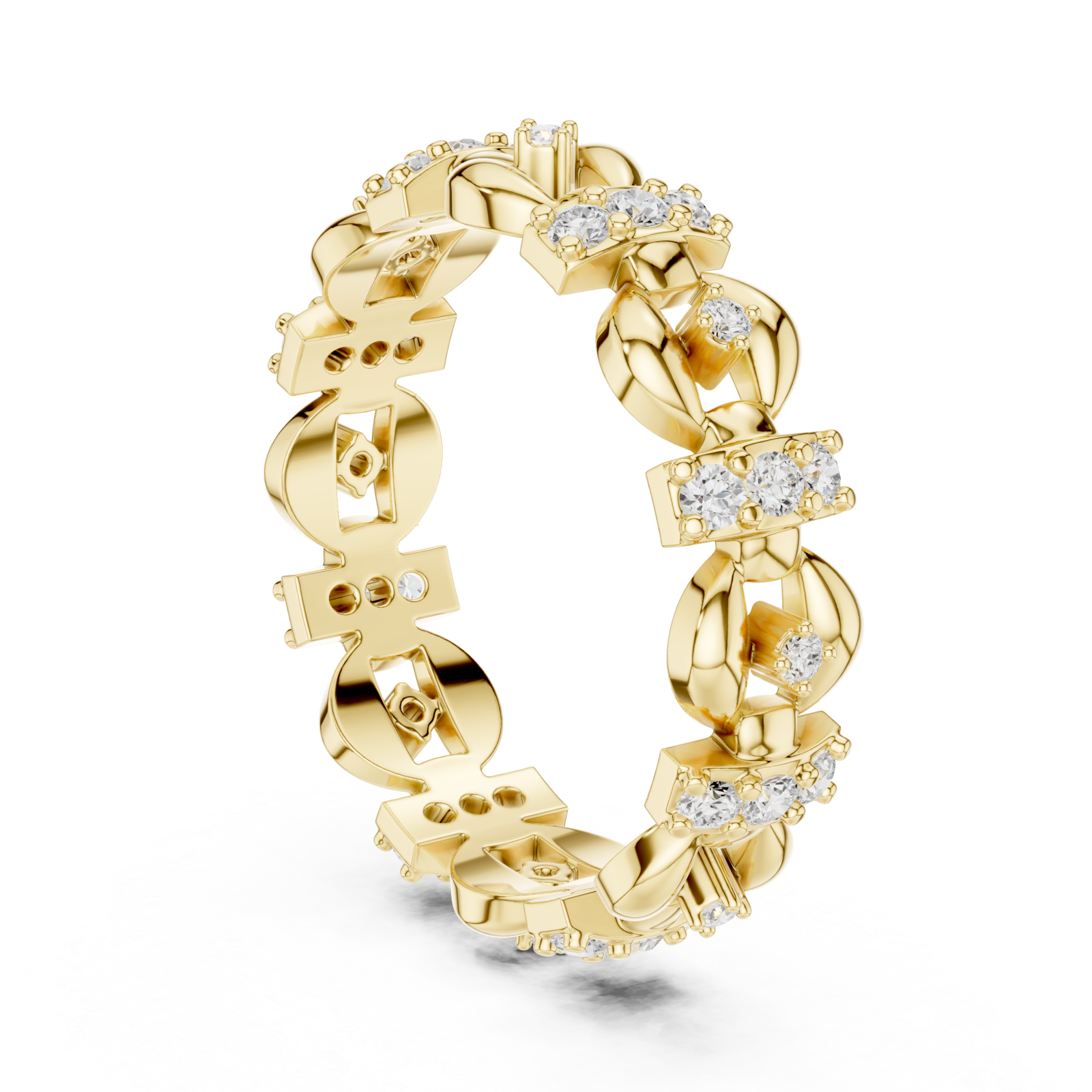  Gold Radiant Heritage Patterned Eternity Band Left View