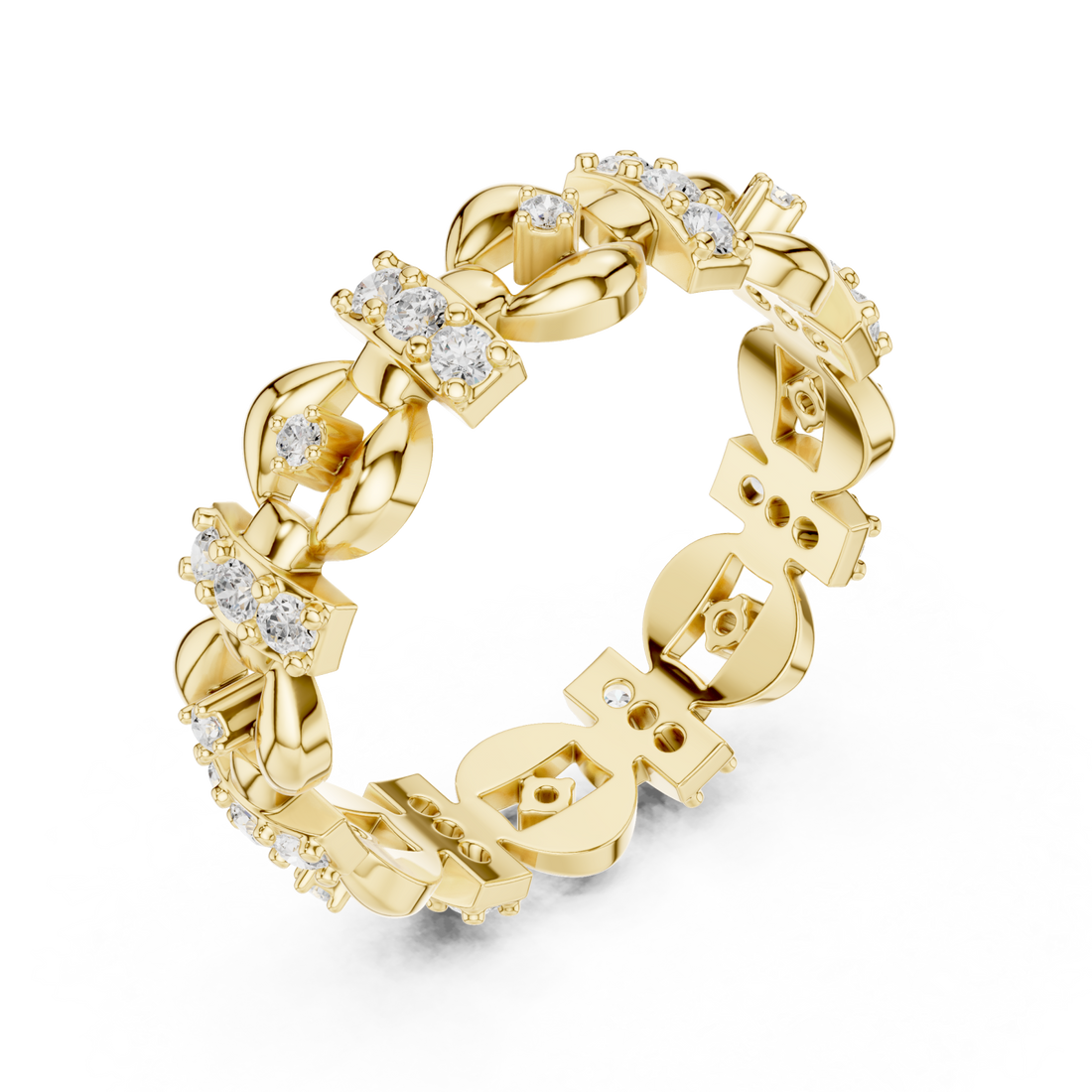 Gold Radiant Heritage Patterned Eternity Band Right View