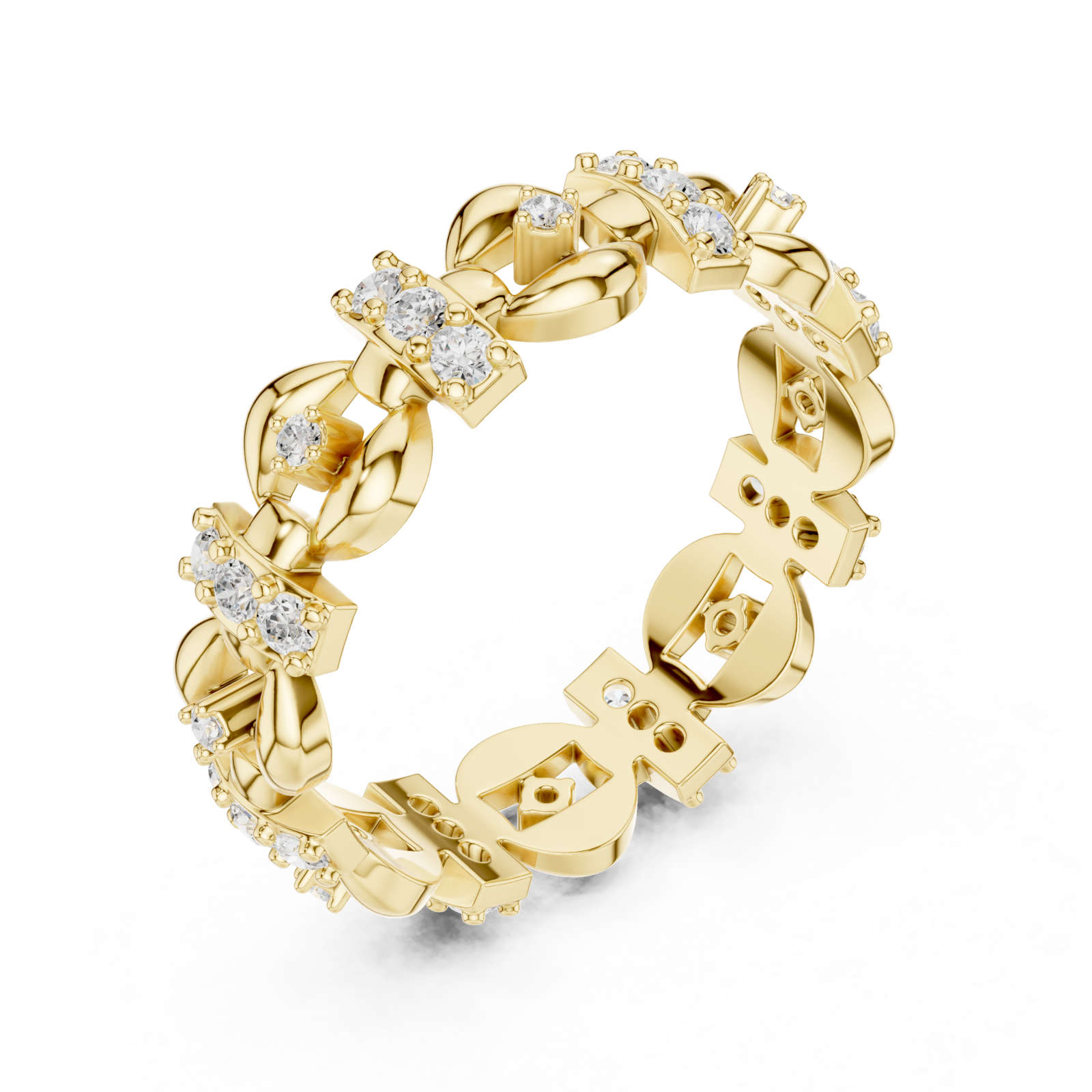 Gold Radiant Heritage Patterned Eternity Band Right View