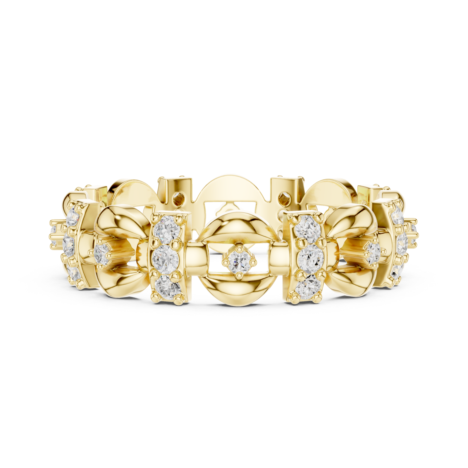  Gold Radiant Heritage Patterned Eternity Band Side View
