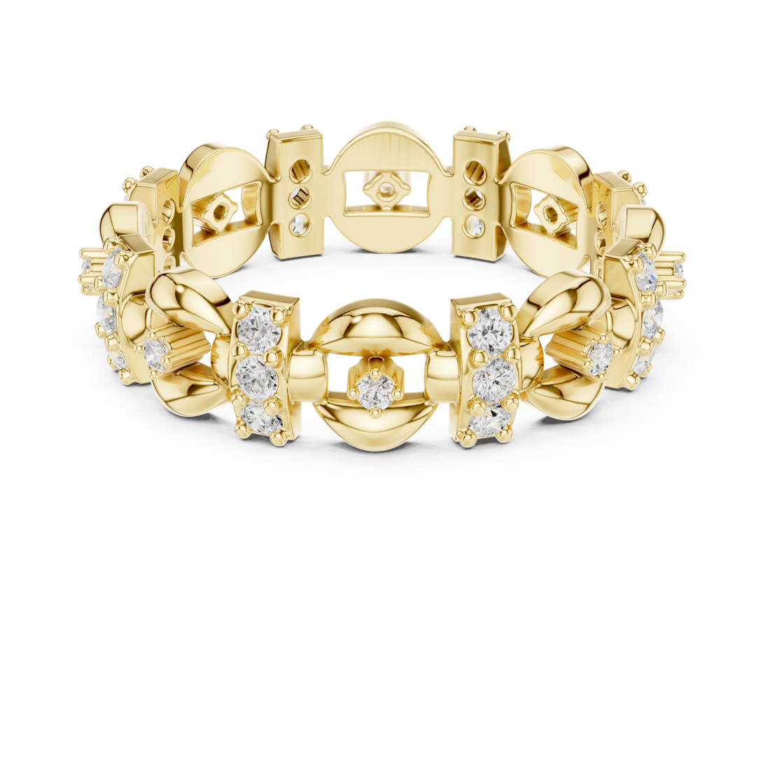 Gold Radiant Heritage Patterned Eternity Band Right View