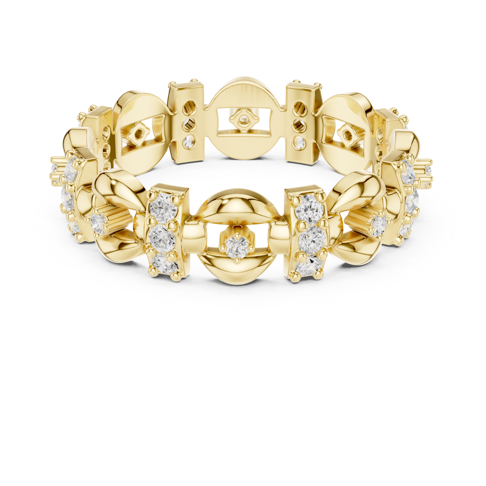  Gold Radiant Heritage Patterned Eternity Band Front View