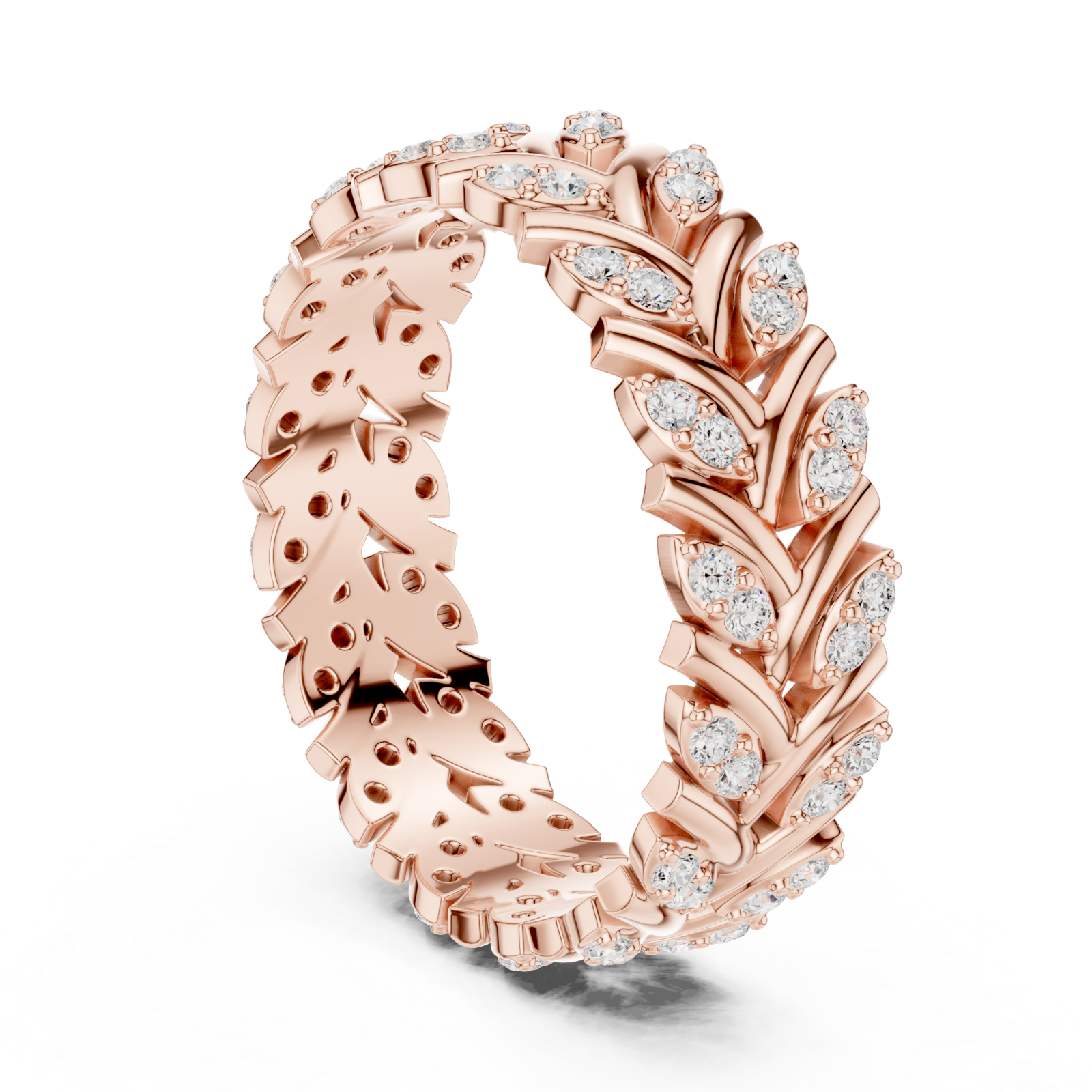  Rose Gold Enchanted Laurel Dream Band Ring Left View