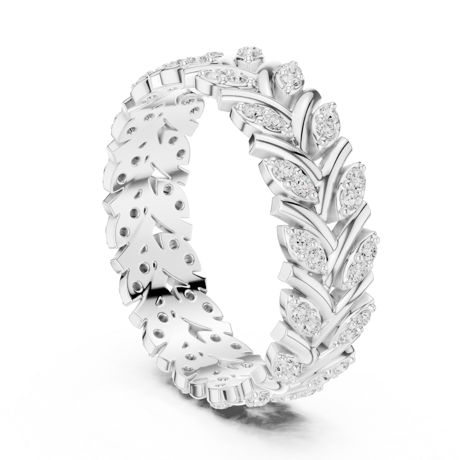  White Gold Enchanted Laurel Dream Band Ring Left View