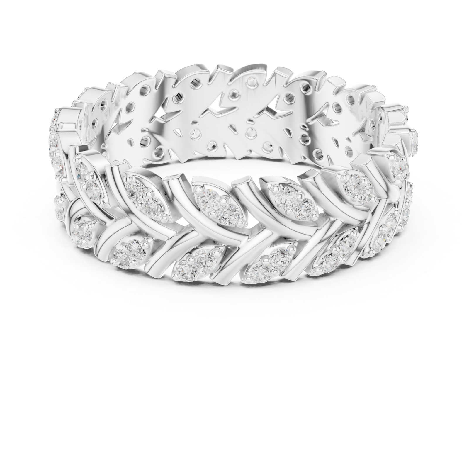  White Gold Enchanted Laurel Dream Band Ring Front View