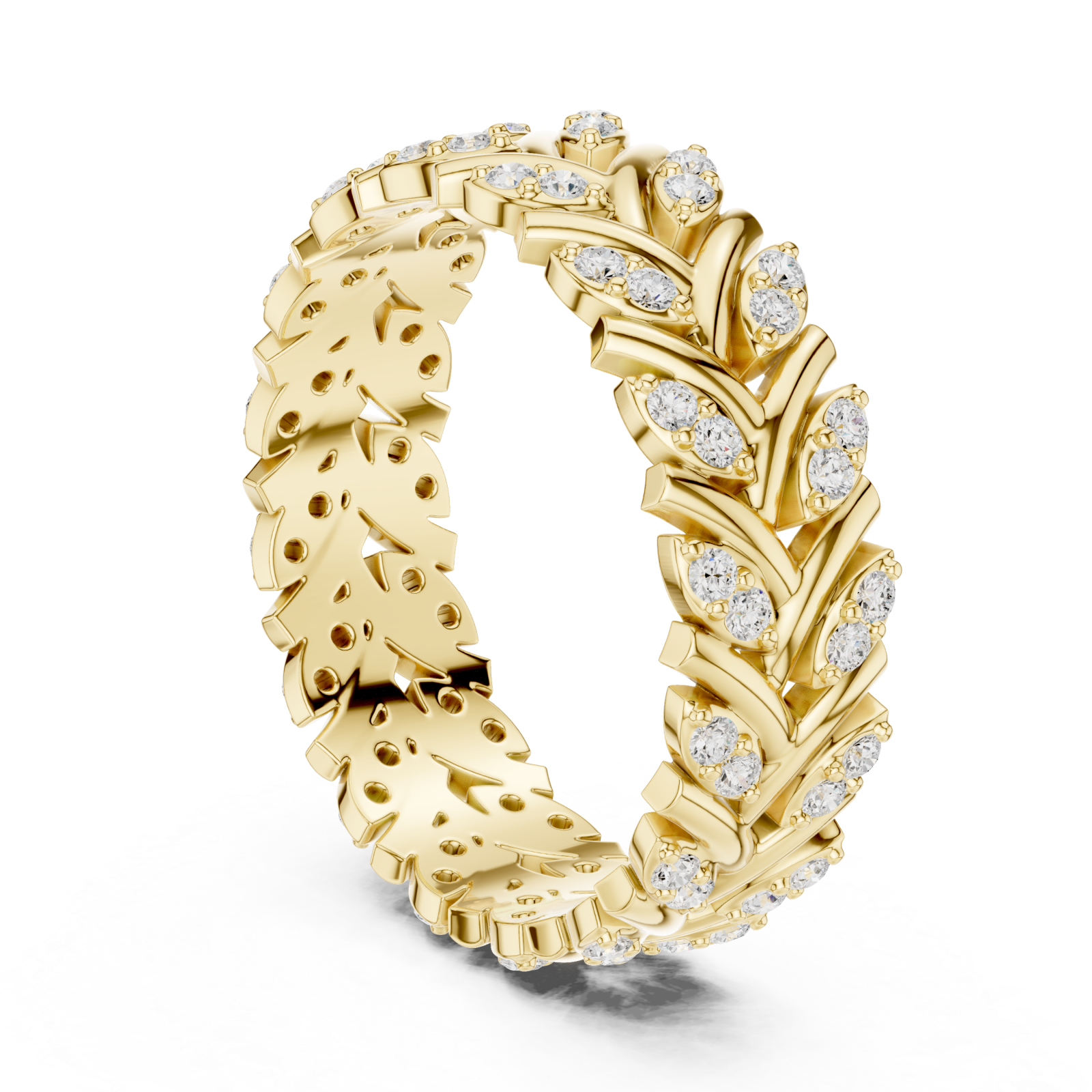  Gold Enchanted Laurel Dream Band Ring Left View