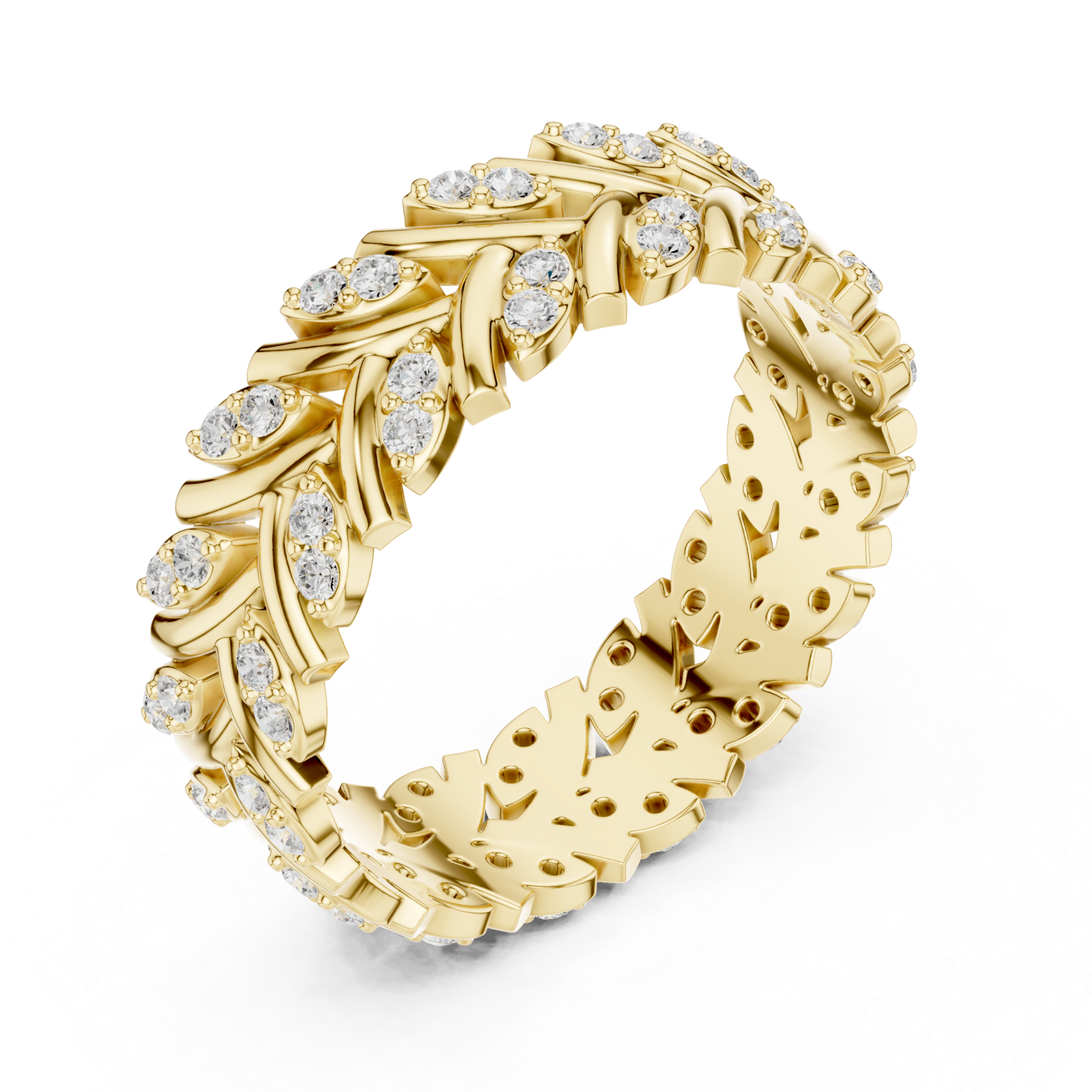 Gold Enchanted Laurel Dream Band Ring Right View