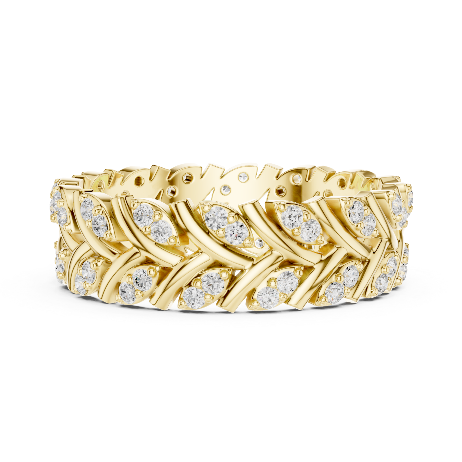  Gold Enchanted Laurel Dream Band Ring Side View