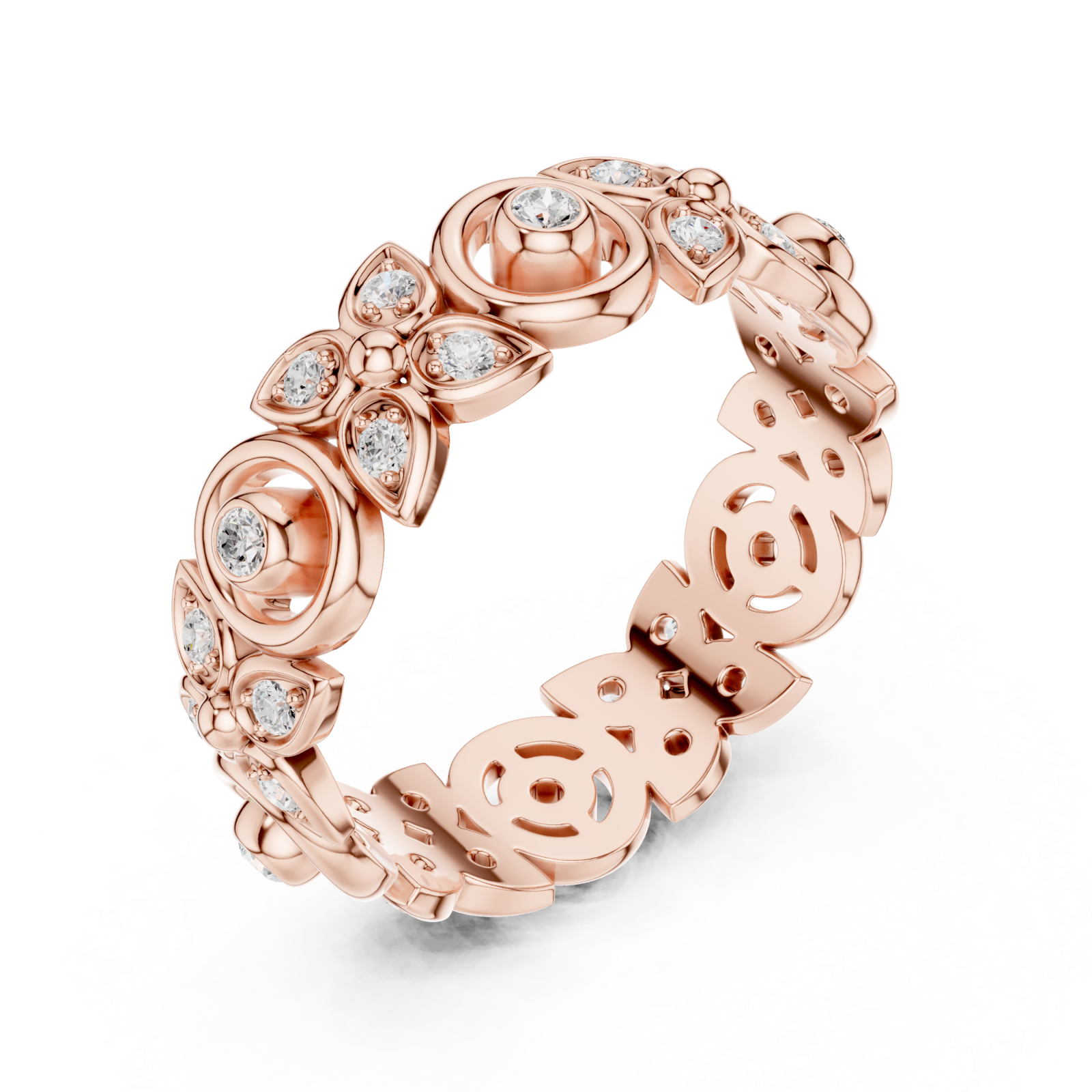  Rose Gold Luminous Petal Motif Band Ring Right View