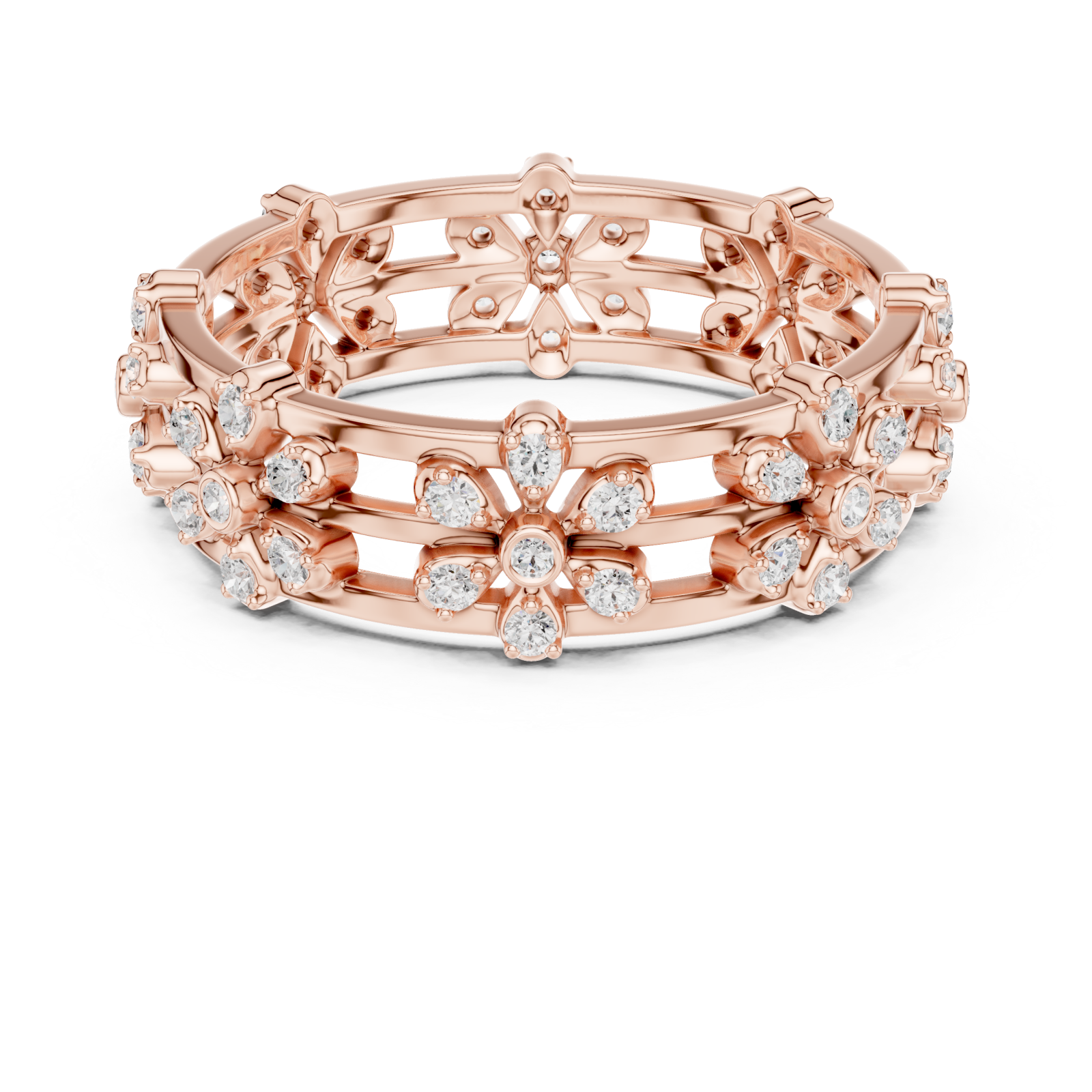  Rose Gold Floral Muse Eternity Band Front View