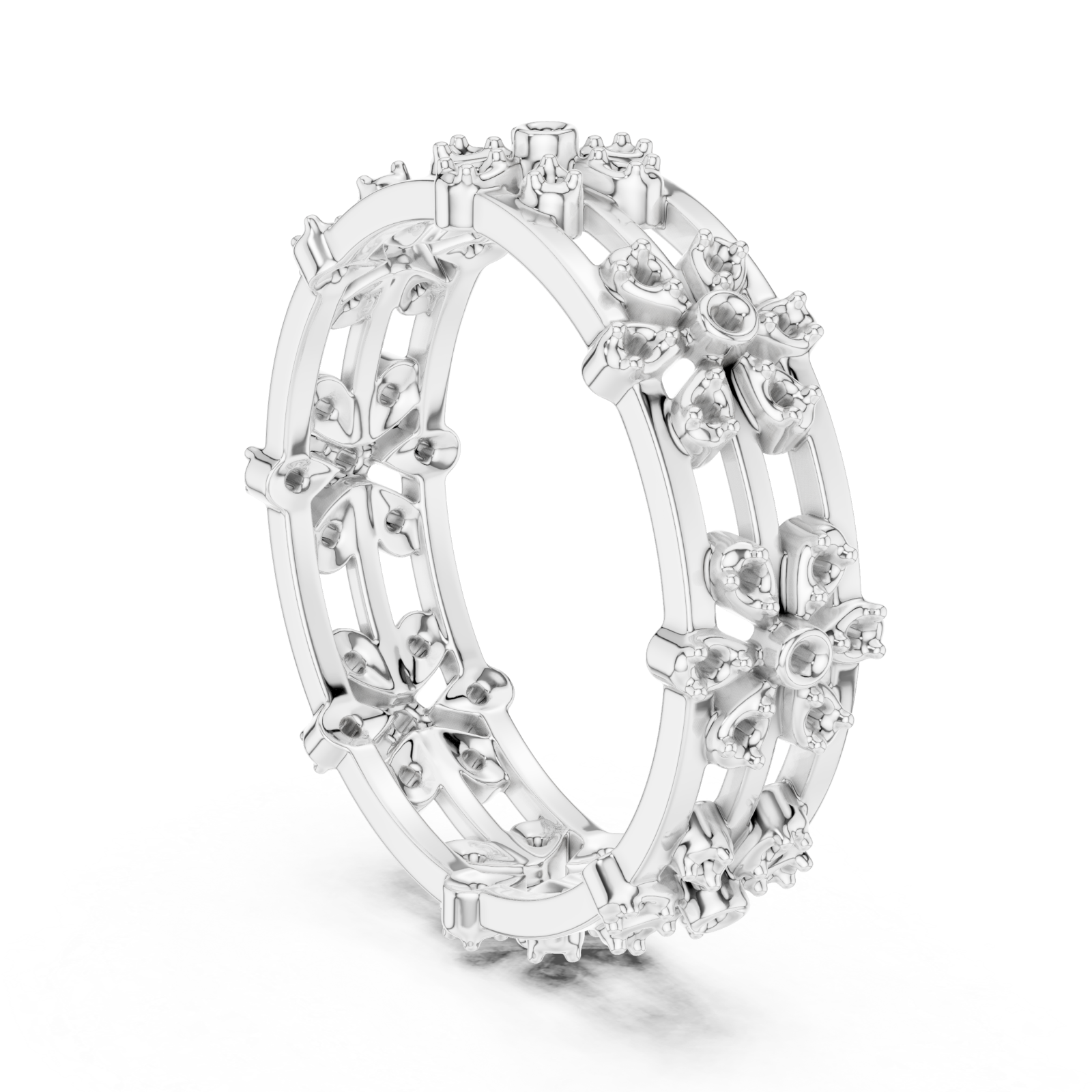  White Gold Floral Muse Eternity Band Left View