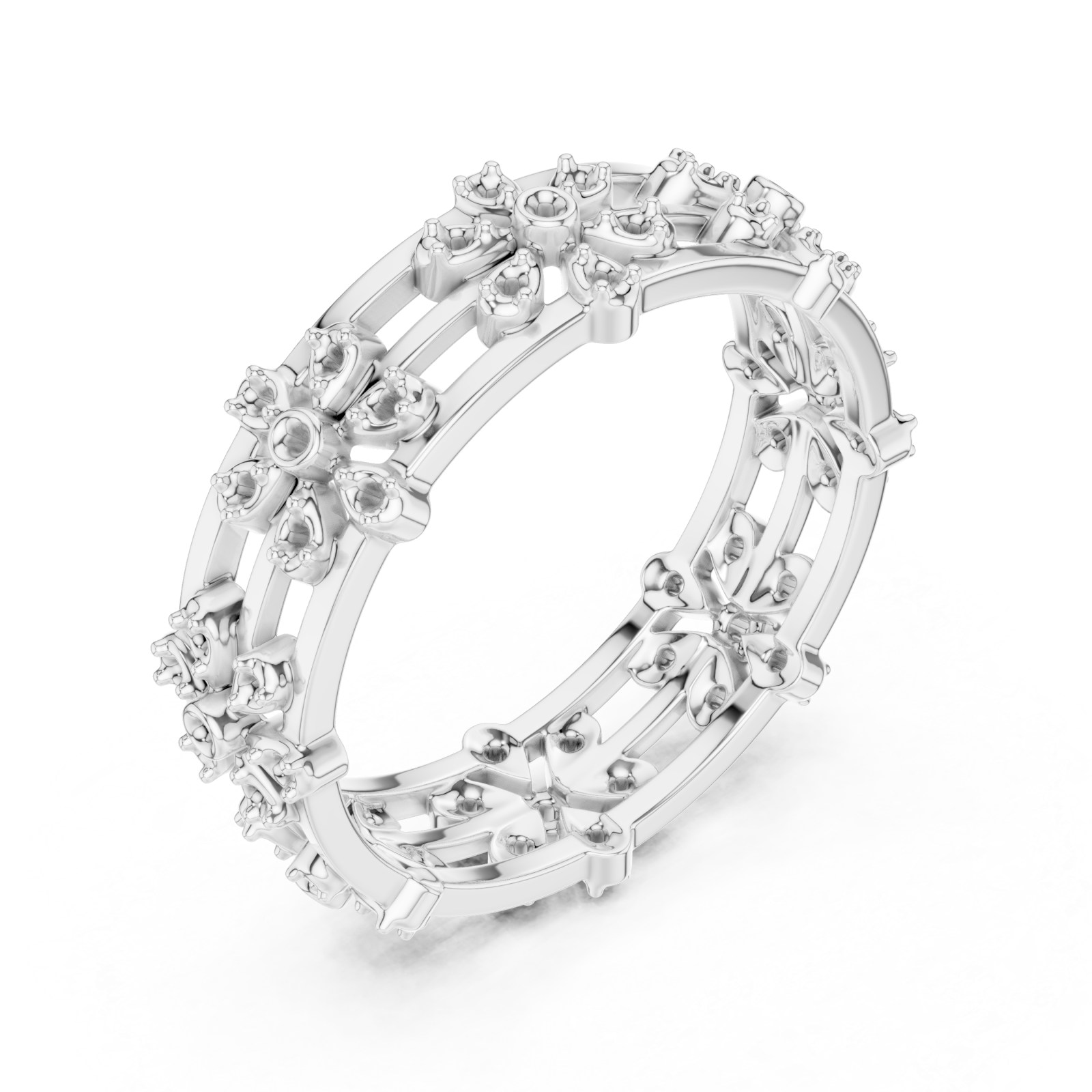  White Gold Floral Muse Eternity Band Right View
