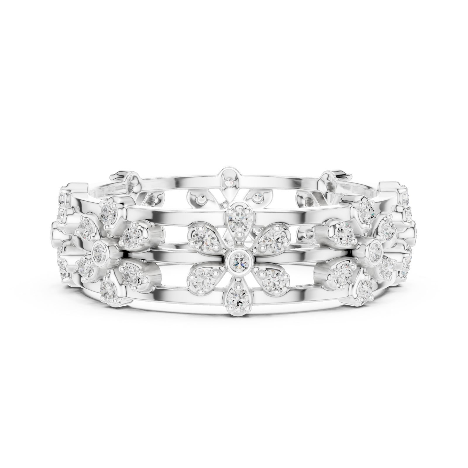  White Gold Floral Muse Eternity Band Side View