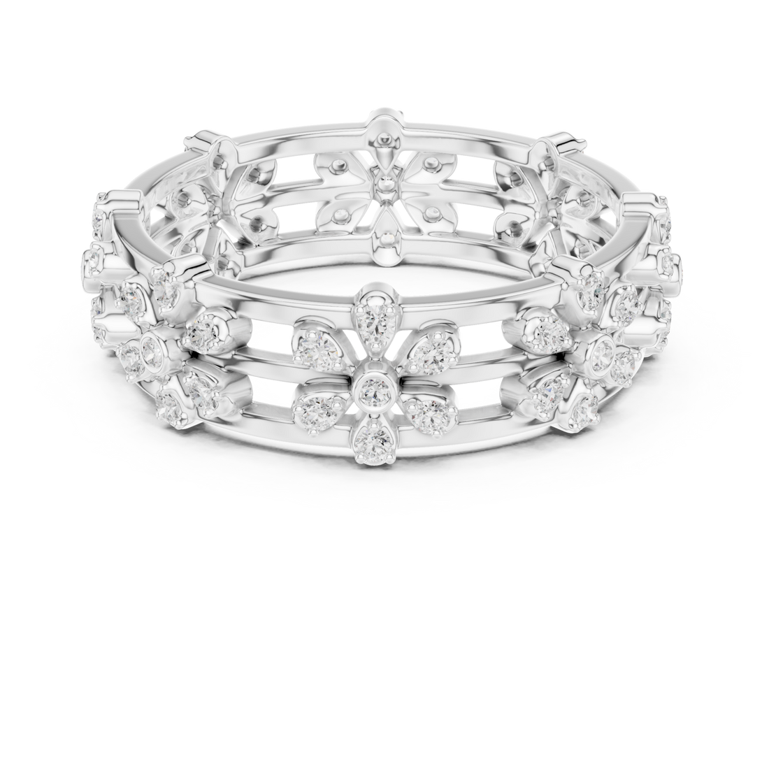  White Gold Floral Muse Eternity Band Right View