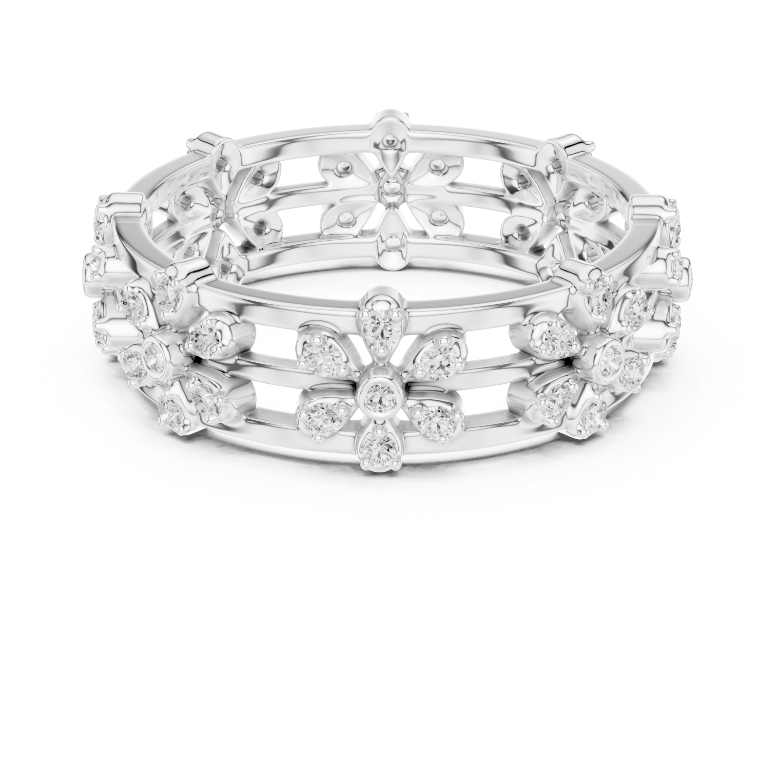  White Gold Floral Muse Eternity Band Front View