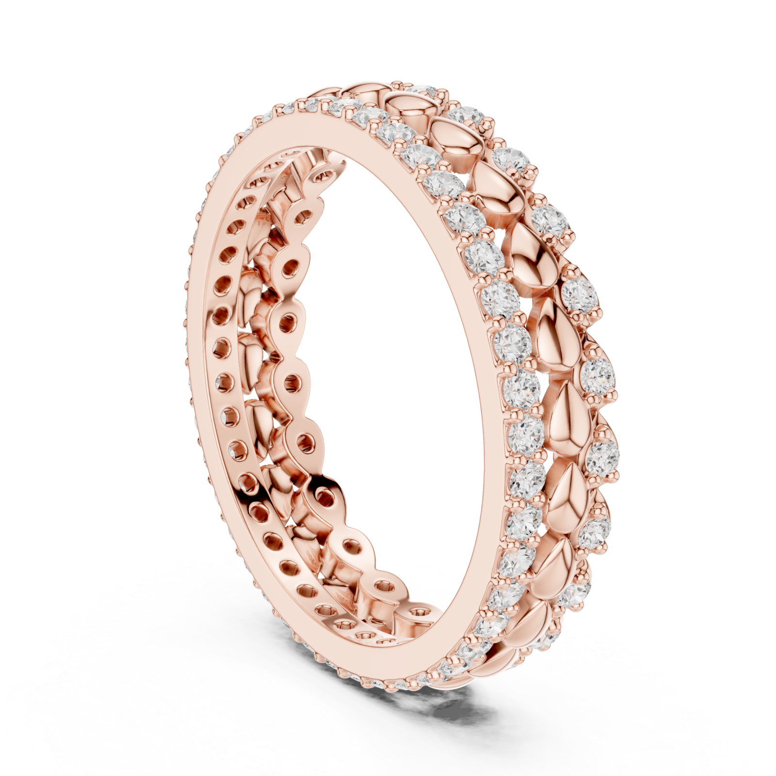  Rose Gold Radiant Bloom Garland Eternity Band Left View