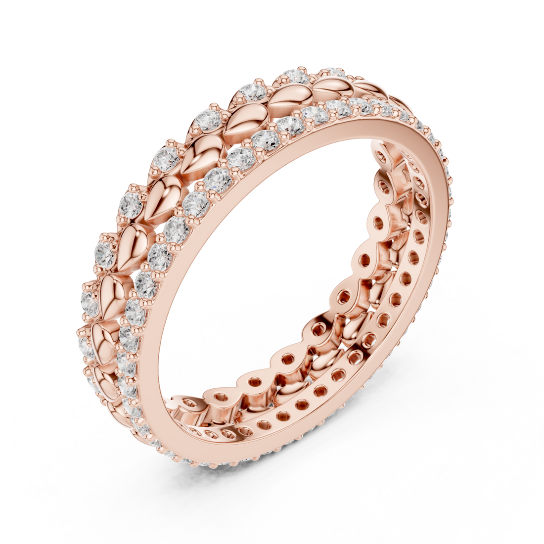  Rose Gold Radiant Bloom Garland Eternity Band Right View