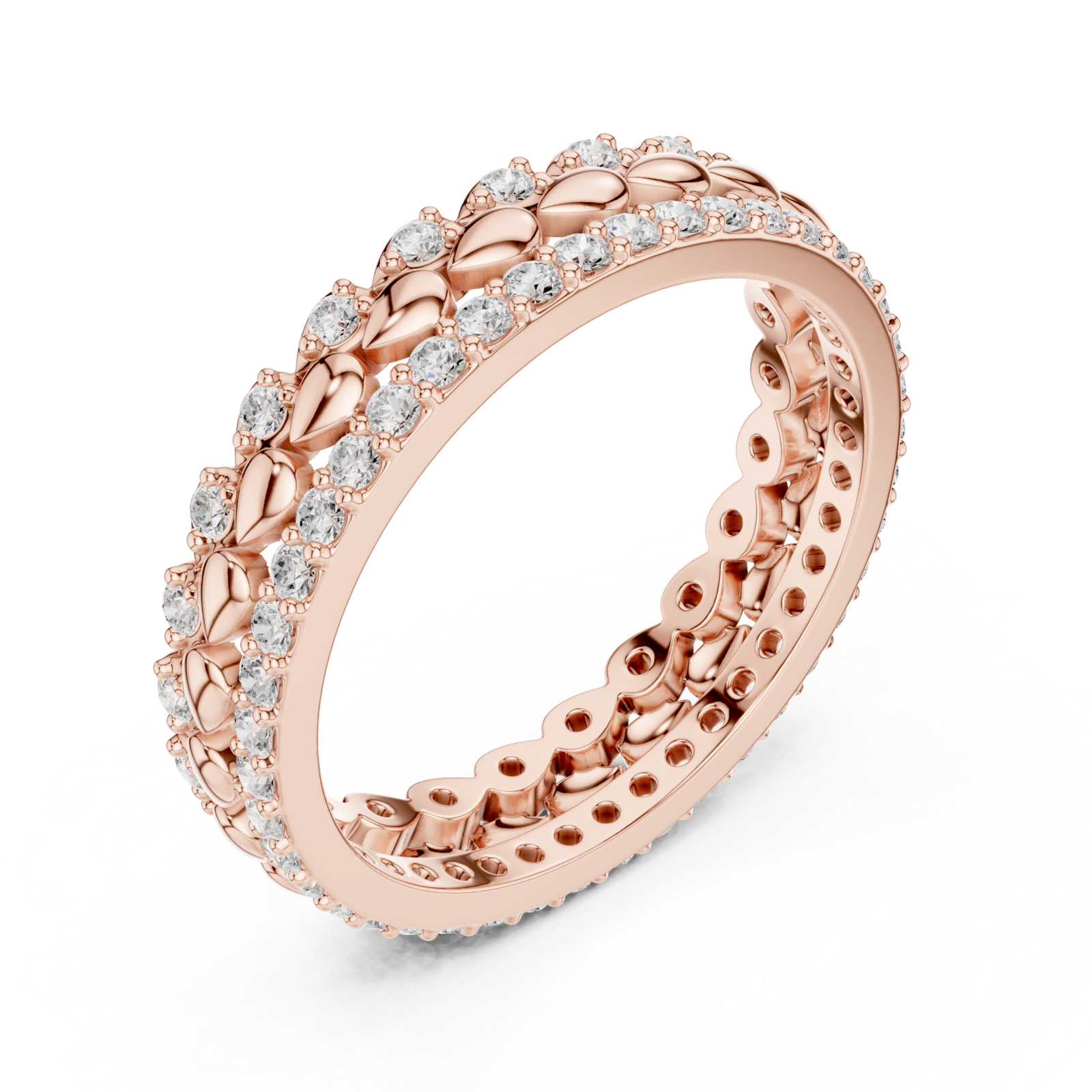  Rose Gold Radiant Bloom Garland Eternity Band Right View