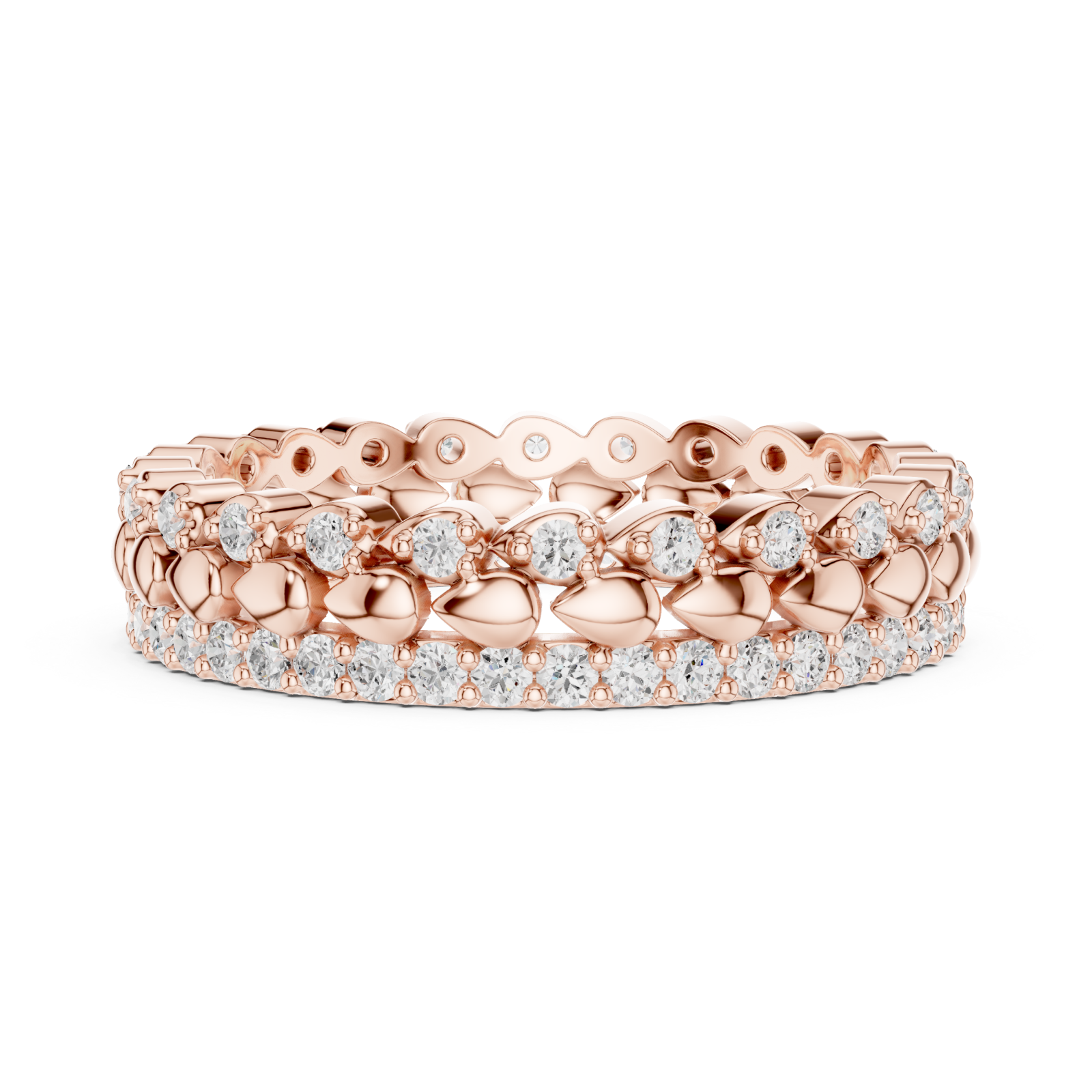  Rose Gold Radiant Bloom Garland Eternity Band Side View