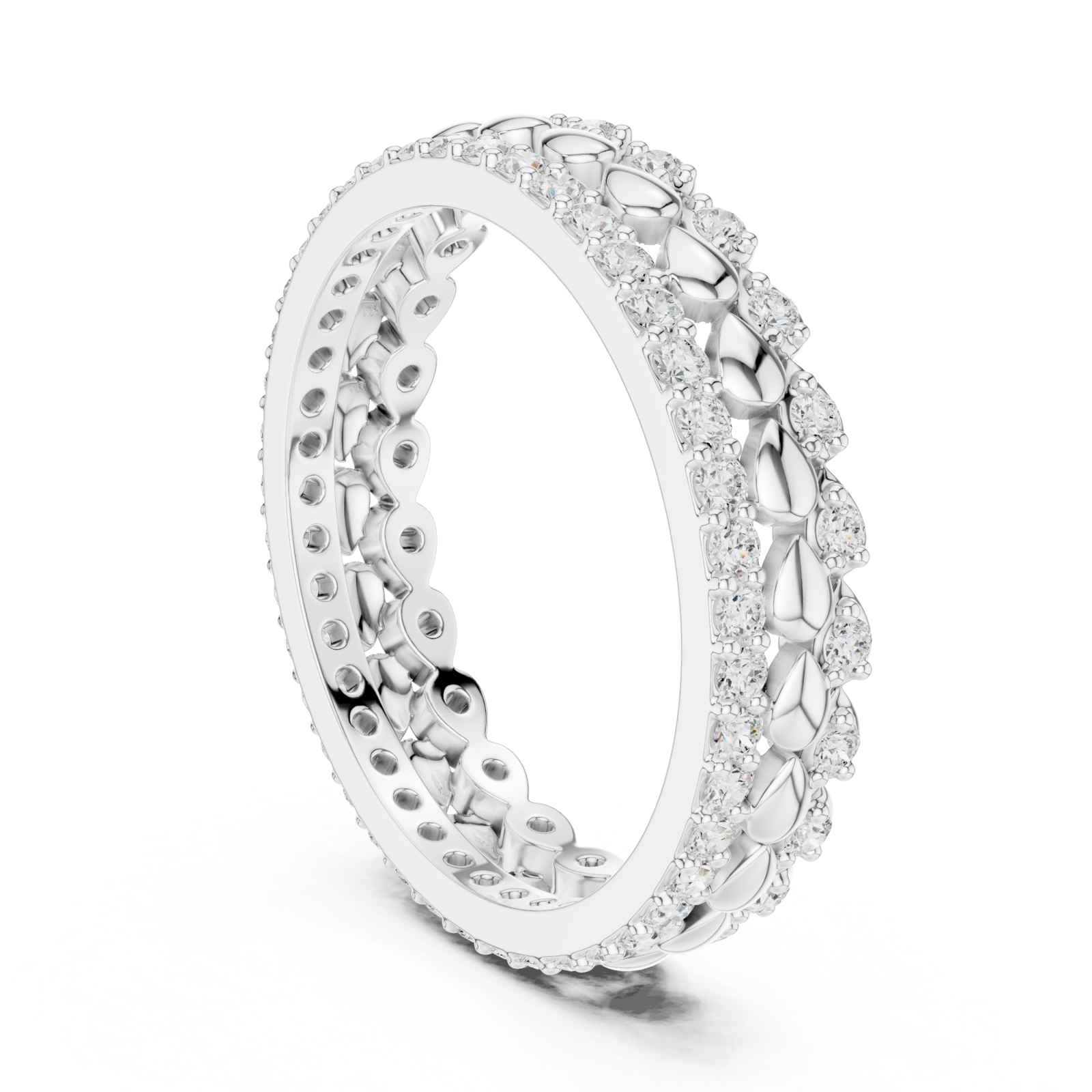  White Gold Radiant Bloom Garland Eternity Band Left View