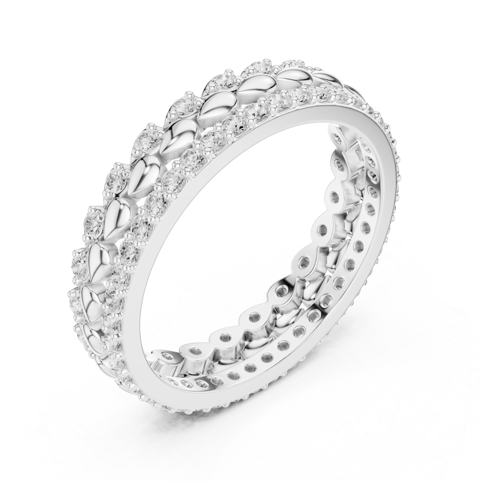  White Gold Radiant Bloom Garland Eternity Band Right View